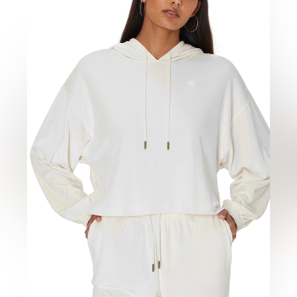 Champion Women's Soft Touch Corduroy Cropped Hoodie